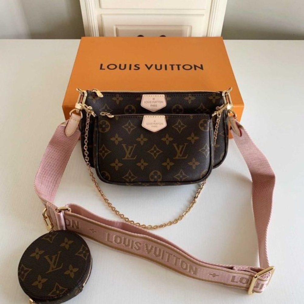 LOUIS VUITTON Rose Claire Monogram Canvas Multi Pochette Accessories Bag